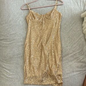 Hello Molly Gold Sequin Mini Dress - M